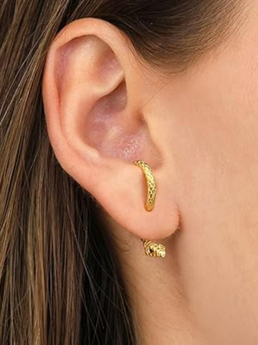 NEW Retro‎ Snake Earrings Women Stainless Steel Gothic Punk Snake Stud Gold